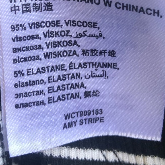 Bebe Aimee Knot Back Black & White Striped Sleeveless Top with Crystal Logo L - Picture 9 of 9